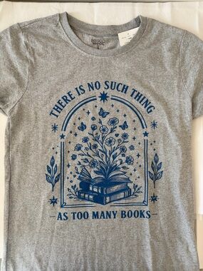 Brisco Brands Grey t-shirt with Blue Book & Floral Graphic